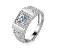 Tolldek Alliances en or blanc 585 14 carats - Créées en laboratoire - Large diamant - Taille 54 à 72, Or blanc 14 carats (585), Diamant créé en laboratoire