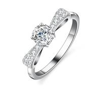 Tolldek Alliances en or blanc 9 K/14 K/18 carats avec nœud papillon - Créé en laboratoire - Bijoux en or véritable - 375/585/750 - Alliances en or blanc - Tailles 47 à 65, 950 Platinum, Diamant