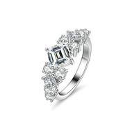 Tolldek Alliances en or blanc 9 K/14 K/18 carats - Bagues de couple délicates avec moissanite taille princesse - Or véritable 375/585/750 - Alliances en or blanc - Taille 47-65, Or blanc 9 carats (375