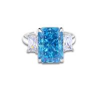 Tolldek Alliances en or blanc 9 K/14 K/18 carats, bagues de fiançailles classiques avec émeraude créée en laboratoire, bague de fiançailles au 375/585/750 or blanc, taille 47-65, 950 Platinum, Topaze