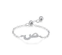 Tolldek Alliances en or blanc 9 K/14 K/18 K, chaîne réglable, alphabet arabe, bague de mariage avec moissanite, bijoux en or blanc 375/585/750, taille 47-65, 950 Platinum, Moissanite