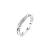 Tolldek Alliances en or blanc 9 K/14 K/18 K, demi-éternité avec diamant en or véritable, bague de mariage au 375/585/750, or blanc, taille 47-65, Or blanc 9 carats (375), Diamant