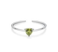 Tolldek Alliances en or blanc 9 K/14 K/18 K, forme ouverte, bague de fiançailles avec péridot vert coupe triangle bijoux en or véritable 375/585/750 or blanc, taille 47-65, Or blanc 9 carats (375