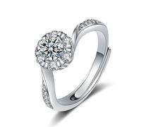 Tolldek Alliances en or blanc Au750, créées en laboratoire, bagues d'amitié en diamant et fleurs 18 carats, 52 (16,6)