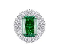 Tolldek Alliances en or jaune 750 18 carats - Bague d'amitié classique et délicate avec saphir bleu coupe émeraude - Bague de mariage avec moissanite PT950 - Taille 47-65, 950 Platinum, Émeraude créée
