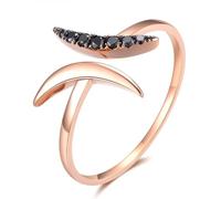 Tolldek Alliances en or rose 18 carats Au750 véritable bijoux pour couple avec onyx taille ronde noire en forme de couronne, alliances en or 750, taille 49 à 70, Or rose 18 carats (750), Onyx