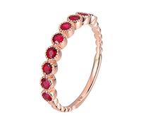 Tolldek Alliances en or véritable 750 - Or rose - Classique - Avec taille ronde - 0,8 ct - Rubis rouge - 18 carats - Sans allergènes, Or rose 18 carats, Rubis