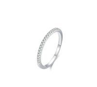 Tolldek Au 375/585/750 Alliances en or blanc demi-éternité avec moissanite en or véritable 9 K/14 K/18 K, taille 47-65, Or blanc 14 carats (585), Moissanite