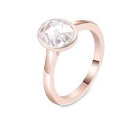 Tolldek Au 375/585/750 - Alliances en or rose véritable - Solitaire avec taille ovale - Moissanite 1/2/3 carats - Or rose 9 K/14 K/18 carats - Sans allergènes, or rose 14 carats, Moissanite