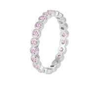 Tolldek Au 375/585/750 Bague de fiançailles en or blanc véritable Bague mémoires avec morganite taille ronde rose 9 K/14 K/18 carats Taille 47-65, Or blanc 18 carats (750), Morganite