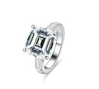 Tolldek Au 375/585/750 Bague solitaire classique avec moissanite taille émeraude 9 K/14 K/18 carats Taille 47-65