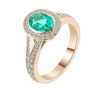 Tolldek Au 375/585/750 Paire d'alliances classiques en or véritable avec coupe ovale 1,5 ct Créée en laboratoire Vert émeraude 9 K/14 K/18 K Sans allergie, or 9 carats, Émeraude créée en laboratoire.