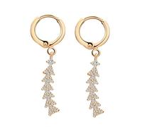 Tolldek Au585 Boucles d'oreilles en or jaune véritable 14 carats pour femme Motif triangle moissanite 585