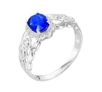 Tolldek Au750 Bague de mariage en or blanc 18 carats véritable pour femme Créée en laboratoire Saphir bleu creux Design floral Bague de fiançailles Or blanc Au750 avec moissanite Taille 47-67, Or