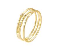 Tolldek Au750 Bague de mariage en or jaune 18 carats Au750 3 couches avec diamant véritable bijou pour couple en or jaune Au750 Taille 56 (17,8)