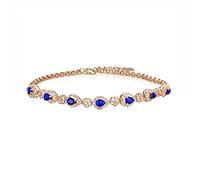 Tolldek Au750 Bracelet en or rose 18 carats pour femme avec taille goutte en forme de goutte 1,3 ct bleu saphir bleu 750 Bracelet d'amitié diamant sans allergènes, Or rose 18 carats, Saphir Diamant