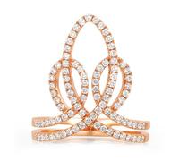 Tolldek Au750 Paire d'alliances en or rose véritable 18 carats avec moissanite coupe ronde en forme de couronne, bagues de couple en or 750, taille 49-70, Or rose 18 carats (750), Moissanite
