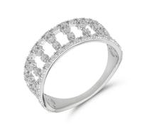 Tolldek Bague d'amitié en or blanc 9 K/14 K/18 carats avec moissanite large creuse Taille 47-65, Or blanc 18 carats (750), Moissanite