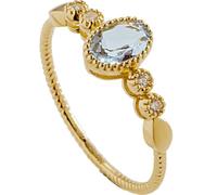 Tolldek Bague d'amitié en or jaune 9 carats Au375, aigue-marine classique, coupe ovale, taille 47 à 65, Or jaune 9 carats (375), Aigue-marine Diamant