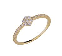 Tolldek Bague d'amitié en or jaune 9 carats Au375 avec diamants et fleurs - Alliances en or 375 - Tailles 47 à 65, Or jaune 9 carats (375), Diamant