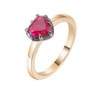 Tolldek Bague d'amitié en or véritable 375/585/750 - Solitaire avec taille cœur 1/2/3 carats - Créée en laboratoire - Rubis rouge - Or jaune 9 K/14 K/18 carats - Sans allergie, Or 18 carats