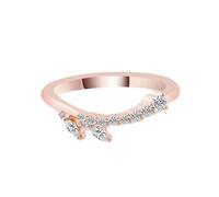 Tolldek Bague d'amitié en or véritable 9 K/14 K/18 carats, avec feuille de moissanite, taille marquise, or rose au 375/585/750, bague solitaire hypoallergénique, Or rose 18 carats, Moissanite