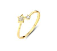 Tolldek Bague de demande en or 9 K/14 K/18 carats avec diamant en forme d'étoile en or jaune au 375/585/750, taille 47-65, or jaune 18 carats (750), Diamant