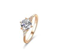 Tolldek Bague de demande en or rose 9 K/14 K/18 K, 6 griffes, avec diamant créés en laboratoire, bagues en or véritable 375/585/750, or rose, taille 47-65, Or rose 14 carats (585), Laboratoire Créé