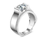 Tolldek Bague de demande en or véritable 9 carats Au375 - Créée en laboratoire - Large bague de mariage géométrique en or 9 carats - Tailles 54 à 72, Or blanc 9 carats (375), Diamant créé en