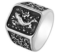 Tolldek Bague de fiançailles en acier inoxydable 19 mm pour homme, chevalière avec bande de mariage en forme de poisson, bague pour couple, bague punk rock, argent, acier inoxydable, Pas de zirconium