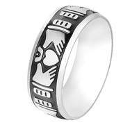 Tolldek Bague de mariage en acier inoxydable 8 mm pour homme, alliance islam Claddagh, bague de mariage punk rock, argent, Acier inoxydable, Pas de zirconium