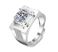 Tolldek Bague de mariage en or blanc 585 14 carats - Moissanite large - 4 griffes - Bague de fiançailles en or 14 carats - Taille 54 à 72, Or blanc 14 carats (585), Moissanite