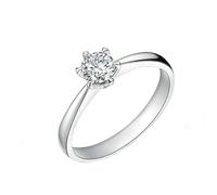 Tolldek Bague de mariage en or blanc 9 K/14 K/18 carats/PT950 véritable - Créée en laboratoire - Diamant 6 griffes - Bague solitaire ronde - Alliances en or 18/14/9 carats - Taille 47 à 70, 950