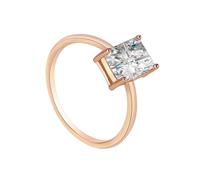 Tolldek Bague de mariage en or rose 9 K/14 K/18 carats - Solitaire classique avec moissanite - Coupe rectangulaire blanche - Au375/585/750 - Bague de demande en or rose - Taille 47-65, Or rose 18