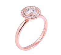 Tolldek Bague de mariage en or véritable - Or rose 9 K/14 K/18 carats - Bague de couple classique avec taille ronde 1/2/3 carats - Moissanite au 375/585/750 - Bague de fiançailles en or rose - Sans
