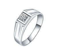 Tolldek Bague de mariage véritable Au750 en or blanc 18 carats - Bague d'amitié classique avec taille ronde - Diamant 0,1 ct - Or 18 carats - Sans allergènes, Or blanc 18 carats, Diamant