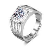Tolldek Bague pour couple en or blanc 9 carats Au375, moissanite, bague d'amitié, bague solitaire en or 9 carats, taille 54-72, Or blanc 9 carats (375), Moissanite