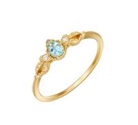 Tolldek Bague solitaire au 375/585/750 or jaune avec gouttes bleu clair lab aigue-marine larmes taille 47-65, or jaune 18 carats (750), Moissanite Aigue-marine créée en laboratoire Moissanite
