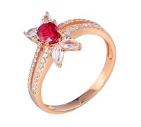 Tolldek Bague solitaire en or rose 18 carats pour femme - Créée en laboratoire - 4 griffes - 4 griffes - Or rose 750 avec moissanite - Taille 47-67, Or rose 18 carats (750), Laboratoire Créé Rubis