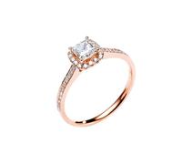 Tolldek Bague solitaire en or rose 9 K/14 K/18 carats, 0,44-0,65 ct créée en laboratoire diamant classique, alliances en or 18/14/9 carats, bijoux en or véritable, taille 47-70, Or rose 18 carats (750