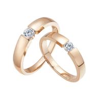 Tolldek Bague solitaire en or rose 9 K/14 K/18 K, blanche créée en laboratoire avec diamant classique taille ronde, véritable alliances en or 750/585/375, taille 47 à 70, Or rose 9 carats (375