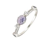 Tolldek Bagues d'amitié Au750 en or blanc avec ovale bleu violet pleochroisme classique Taille 47-65, Or blanc 18 carats (750), Pléochrosme Saphir créé en laboratoire