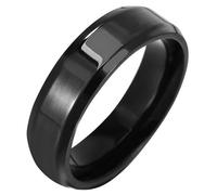 Tolldek Bagues d'amitié en acier inoxydable poli 6 mm pour homme - Style punk rock - Noir/argenté, acier inoxydable, Pas de zirconium