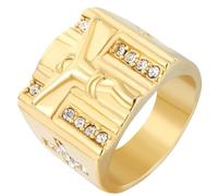 Tolldek Bagues de couple en acier inoxydable pour homme 19 mm, croix Jésus, bagues d'amitié, bagues punk rock, or, acier inoxydable, Zircon cubique