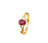 Tolldek Bagues de couple en or jaune 9 K/14 K/18 carats, créées en laboratoire, rubis arbre, branche de branche, bague de fiançailles en moissanite, or 18/14/9 carats, taille 47-70, Or jaune 9 carats
