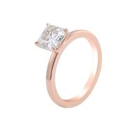 Tolldek Bijoux en or rose véritable Au 375/585/750 Alliances solitaire Bague de fiançailles avec taille carrée 1/2/3 carats Moissanite 9 K/14 K/18 K Sans allergie, Or rose 18 carats, Moissanite