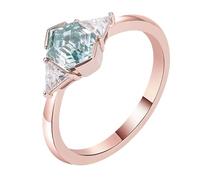 Tolldek Bijoux en or véritable Au 375/585/750 - Bague de couple classique avec coupe irrégulière 1/2/3 ct moissanite verte, or rose 9 K/14 K/18 K - Sans allergènes, or rose 14 carats, Moissanite