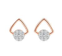 Tolldek Boucles d'oreilles 9K/14K/18K or rose, blanc créé en laboratoire diamant triangle boucles d'oreilles femmes coupe ronde, or 750/585/375 femmes boucles d'oreilles en or véritable bijoux, Or