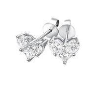 Tolldek Boucles d'oreilles Au375 en or blanc 9 carats, blanc 0,8 carat Créé en laboratoire Diamant Cœur Boucles d'oreilles Femmes Coupe Princesse, Or 375 Boucles d'oreilles Vintage Véritable Bijoux