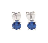 Tolldek Boucles d'oreilles classiques en or blanc véritable au 375/585/750 avec coupe ronde 1/2 carat - Créé en laboratoire - Saphir bleu - 9 K/14 K/18 K - Sans allergie, Or blanc 14 carats